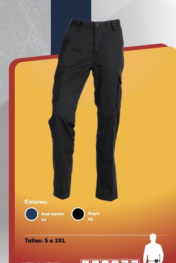 Pantalón cargo de gabardina para hombre, con bolsillos multiuso y costuras reforzadas.