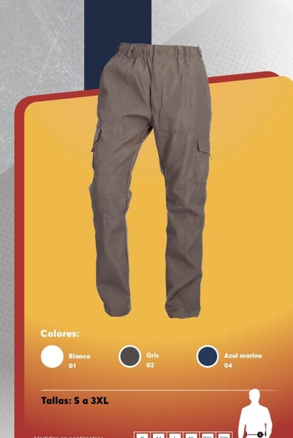 Pantalón cargo de poplin para hombre, con múltiples bolsillos, cintura elasticada y costuras reforzadas.