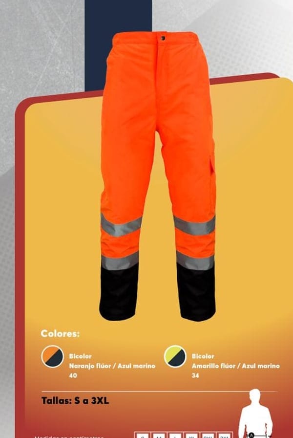 Pantalón térmico bicolor de alta visibilidad para hombre, repelente al agua, con cinta reflectante en las piernas.