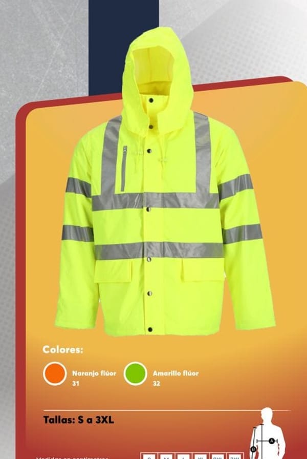 Parka térmica de alta visibilidad para hombre, con cinta reflectante en forma de X y capucha desmontable, certificada bajo norma EN ISO20471.