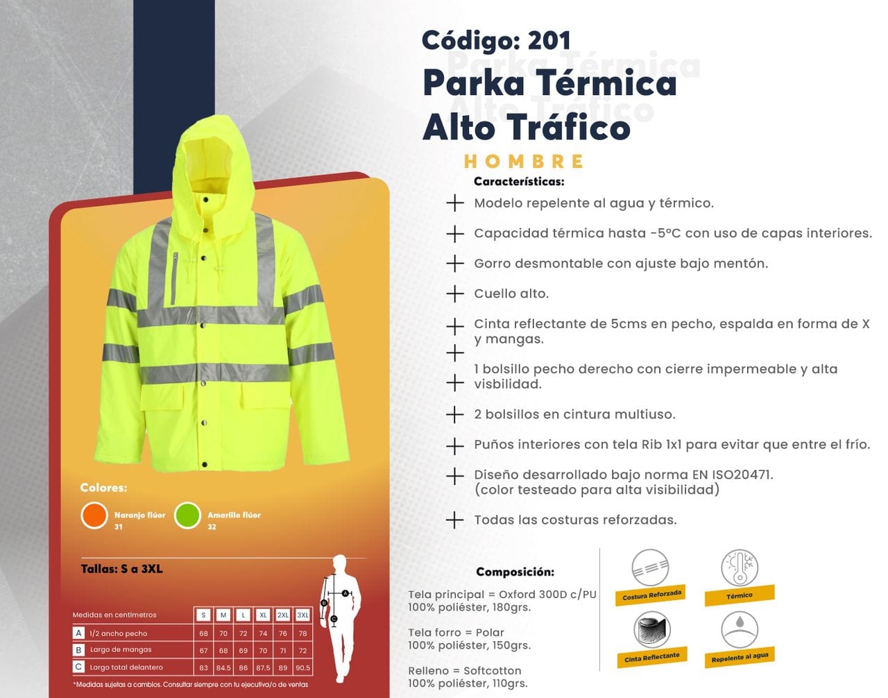 Ficha técnica de Parka Térmica Alto Tráfico