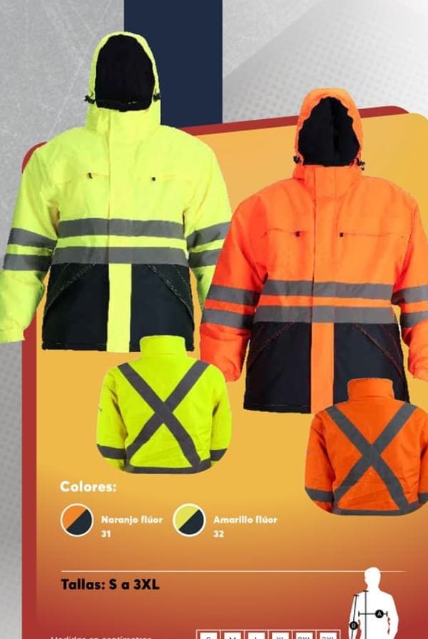 Parka térmica impermeable de alta visibilidad para hombre, con gorro desmontable forrado en polar, apta para climas fríos y lluviosos.