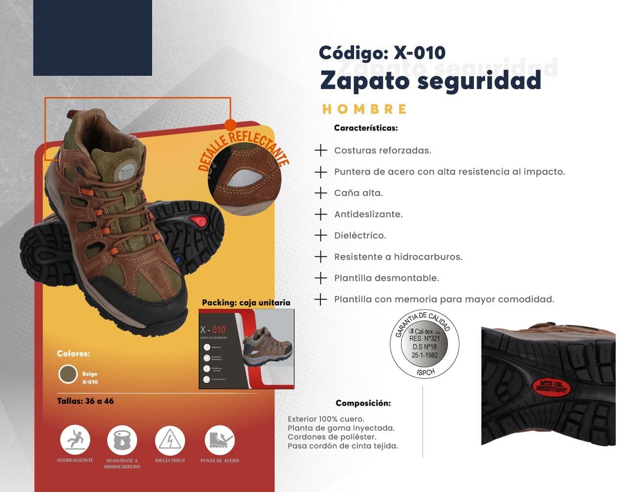 Ficha técnica de Zapato seguridad